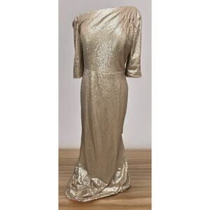 Promily Sequined Dress Full Length Champagne size 16 Mother of the Bride
